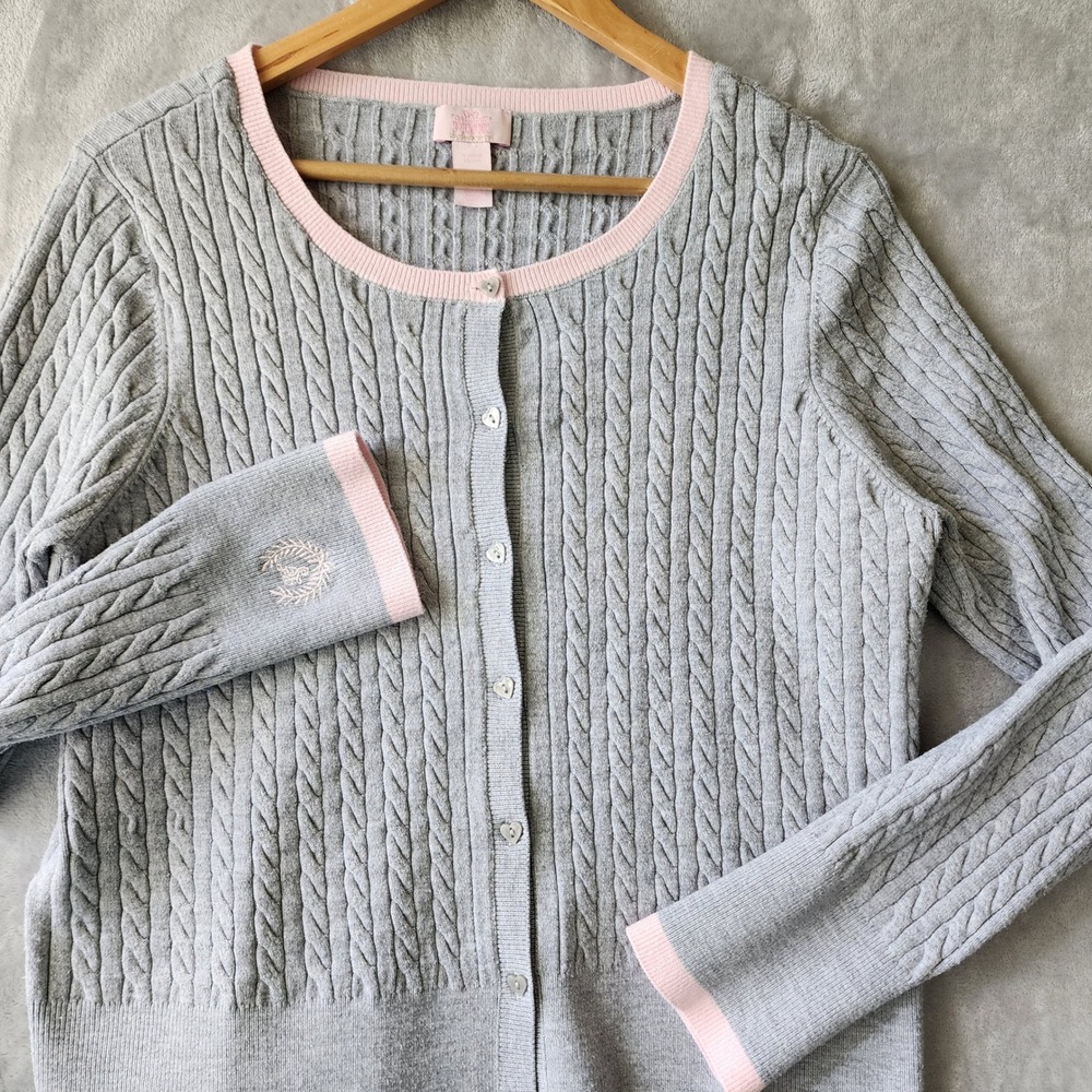 Victorias Secret Pink Love Shack Fancy Sweater Womens XL Cable Knit Cardigan
